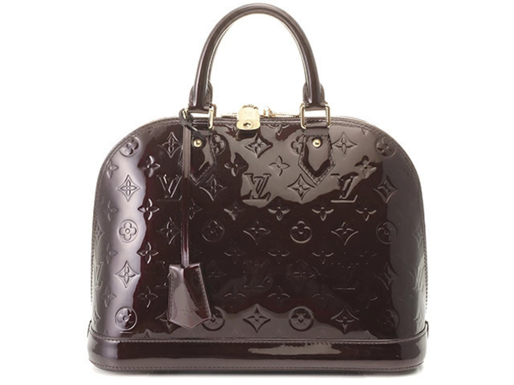 LOUIS VUITTON Alma Vernis Amarante Wine Red Handbag